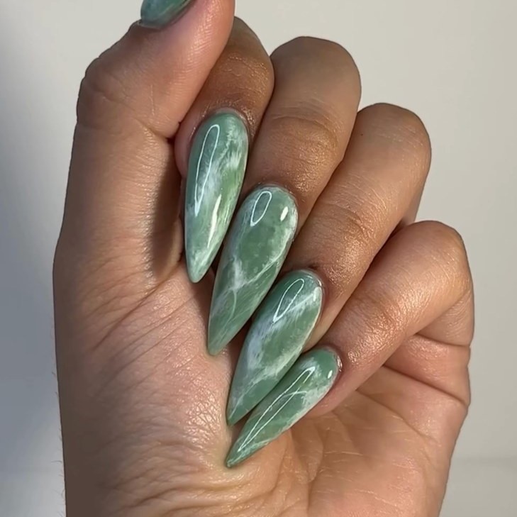 Green marble stiletto set on Instagram