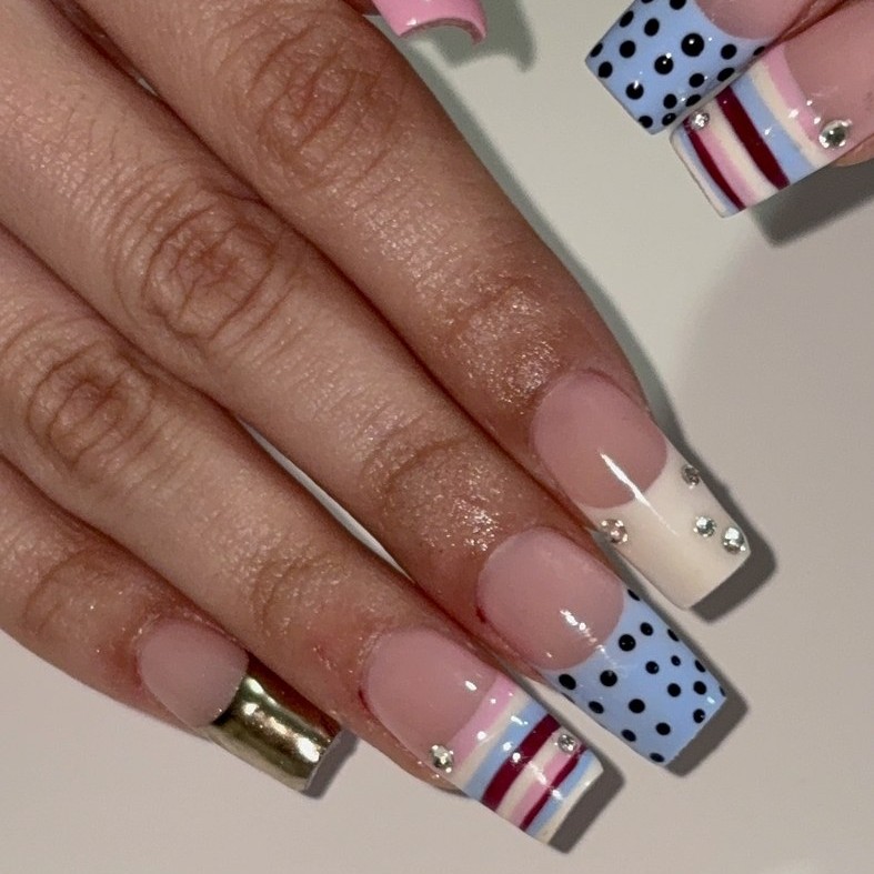 Pastel polka dot and stripe mixed set on Instagram
